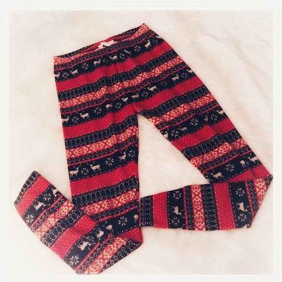 Pink Republic Christmas print Leggings Sz M snowflake reindeer Red white black - Picture 11 of 12